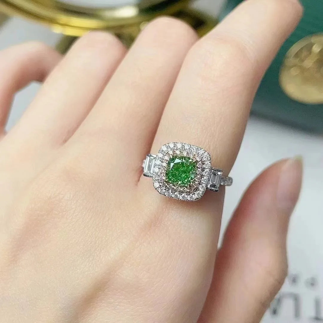 Browning Greenish Yellow Diamond Ring (GIA)
